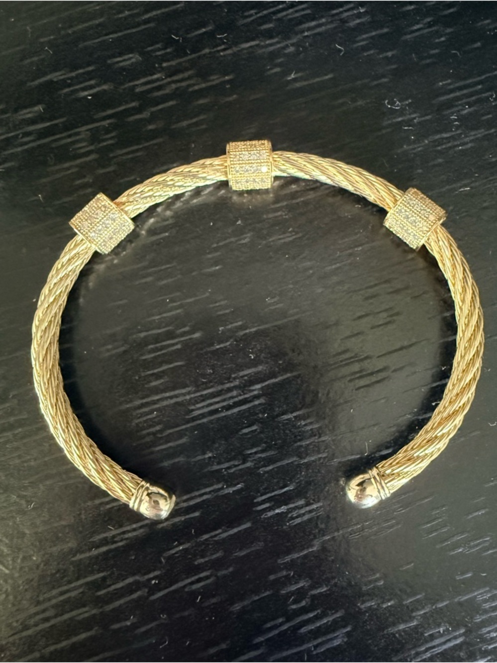 Gold-Tone Braided Cable Cuff Bracelet with Pave Accents